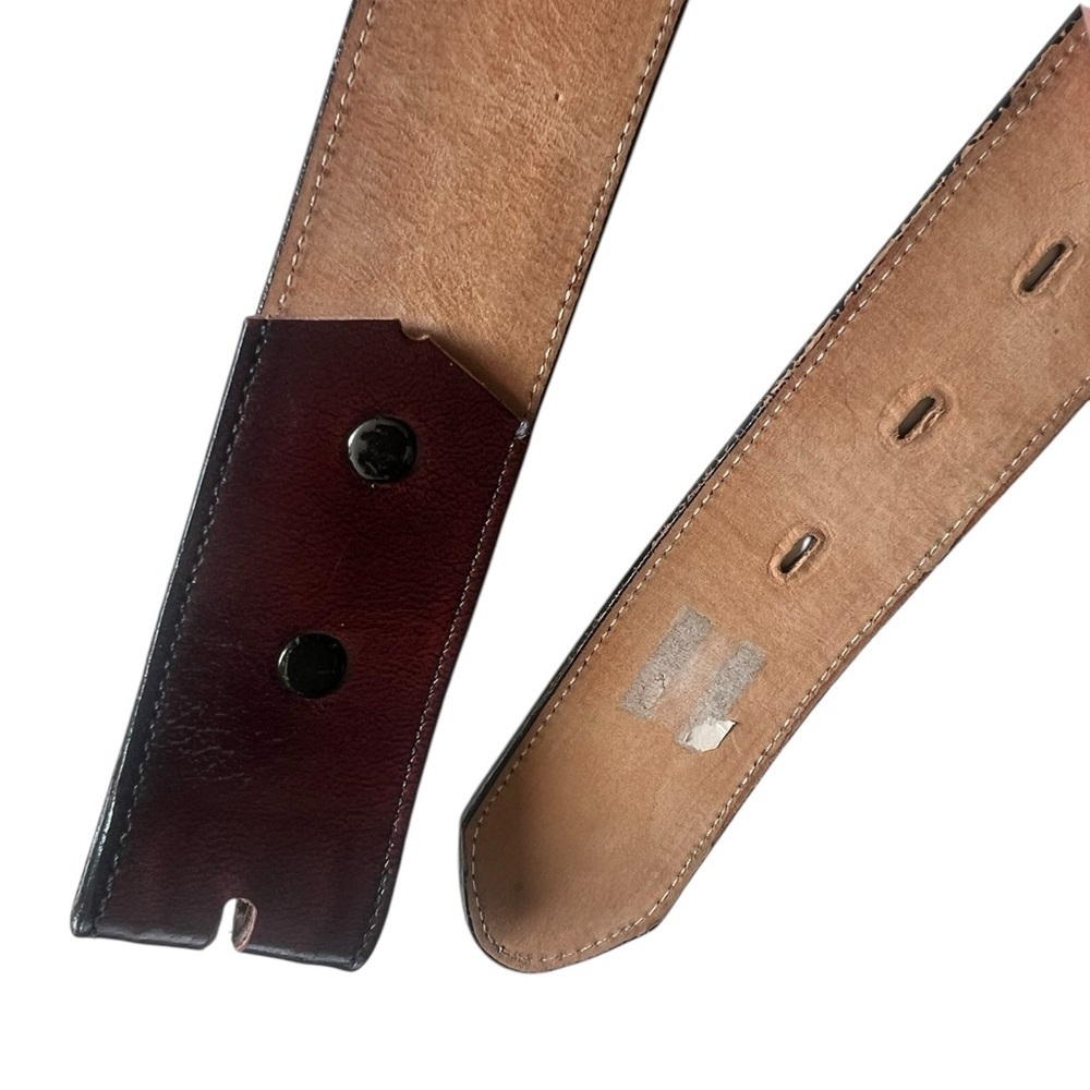 Justin Boots Genuine Top Grain Cowhide Leather Belt Red Burgundy Pink Western - Picture 4 of 8